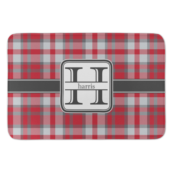 Custom Red & Gray Plaid Anti-Fatigue Kitchen Mat (Personalized)