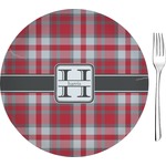 Red & Gray Plaid 8" Glass Appetizer / Dessert Plates - Single or Set (Personalized)