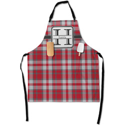 Red & Gray Plaid Apron With Pockets w/ Name and Initial