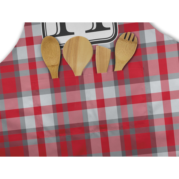 Red & Gray Plaid Apron - Pocket Detail with Props