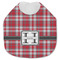 Red & Gray Plaid Jersey Knit Baby Bib w/ Name and Initial