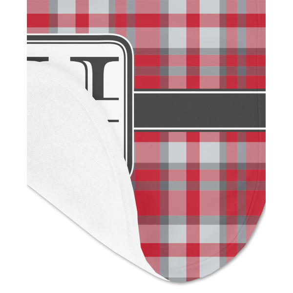 Red & Gray Plaid Baby Bib - AFT detail