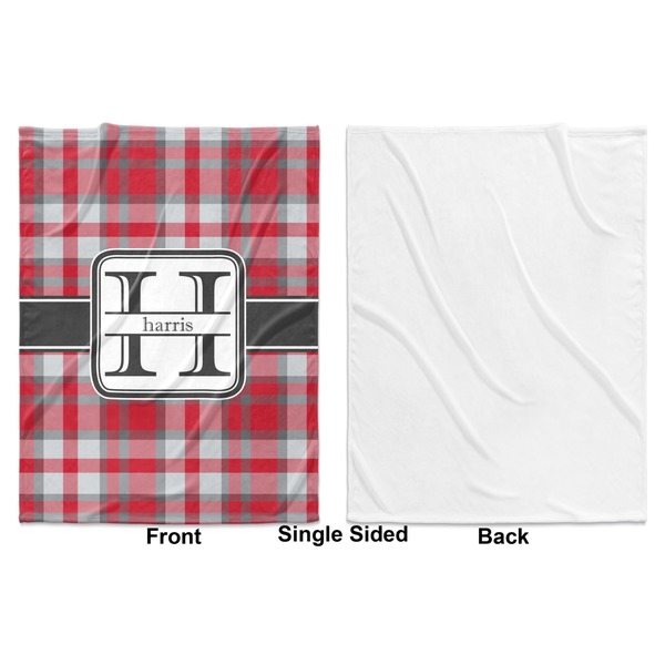 Red & Gray Plaid Baby Blanket (Single Side - Printed Front, White Back)