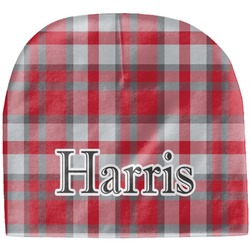 Red & Gray Plaid Baby Hat (Beanie) (Personalized)