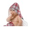 Red & Gray Plaid Baby Hooded Towel on Child