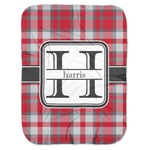 Red & Gray Plaid Baby Swaddling Blanket (Personalized)