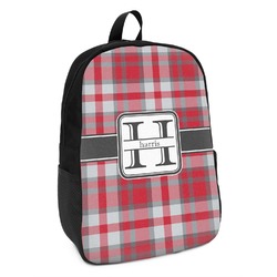 Red & Gray Plaid Kids Backpack (Personalized)