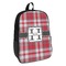 Red & Gray Plaid Backpack - angled view