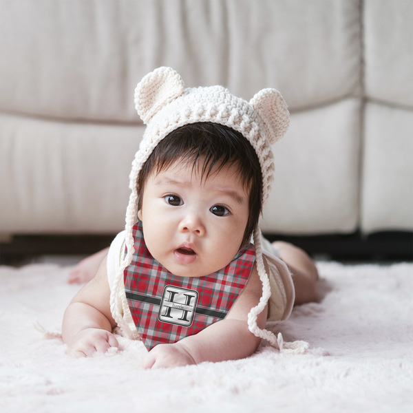 Red & Gray Plaid Bandana Bib - (Lifestyle 2 girl)