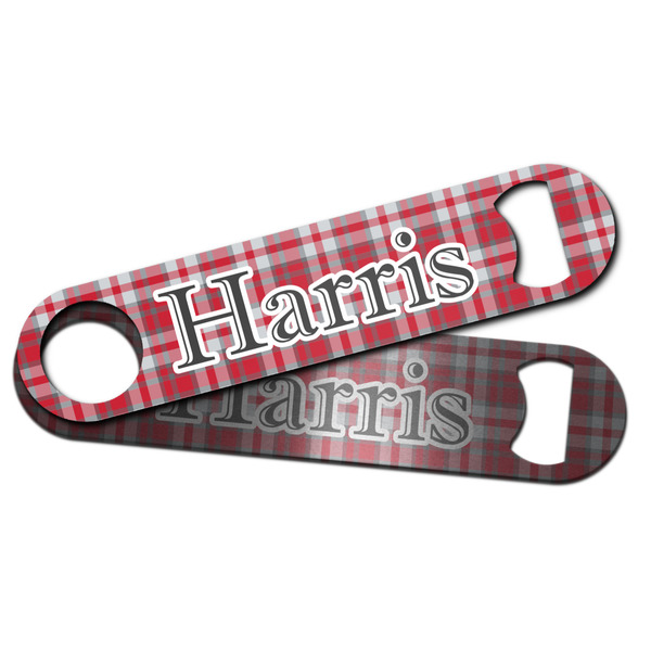 Red & Gray Plaid Bar Bottle Opener - Main