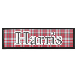 Red & Gray Plaid Bar Mat - Large (Personalized)