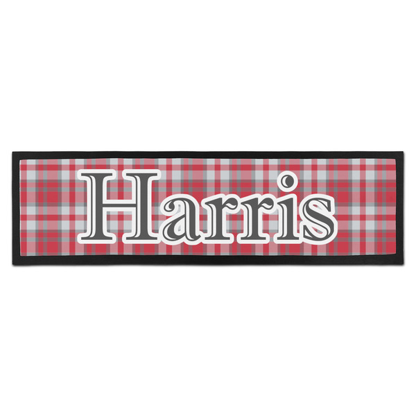 Custom Red & Gray Plaid Bar Mat - Large (Personalized)