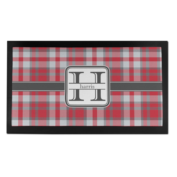Custom Red & Gray Plaid Bar Mat - Small (Personalized)