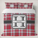 Red & Gray Plaid Duvet Cover Set - King (Personalized)