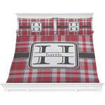 Red & Gray Plaid Comforter Set - King (Personalized)