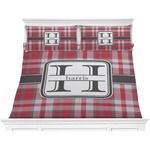 Red & Gray Plaid Comforter Set - King (Personalized)