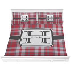 Red & Gray Plaid Comforter Set - King (Personalized)