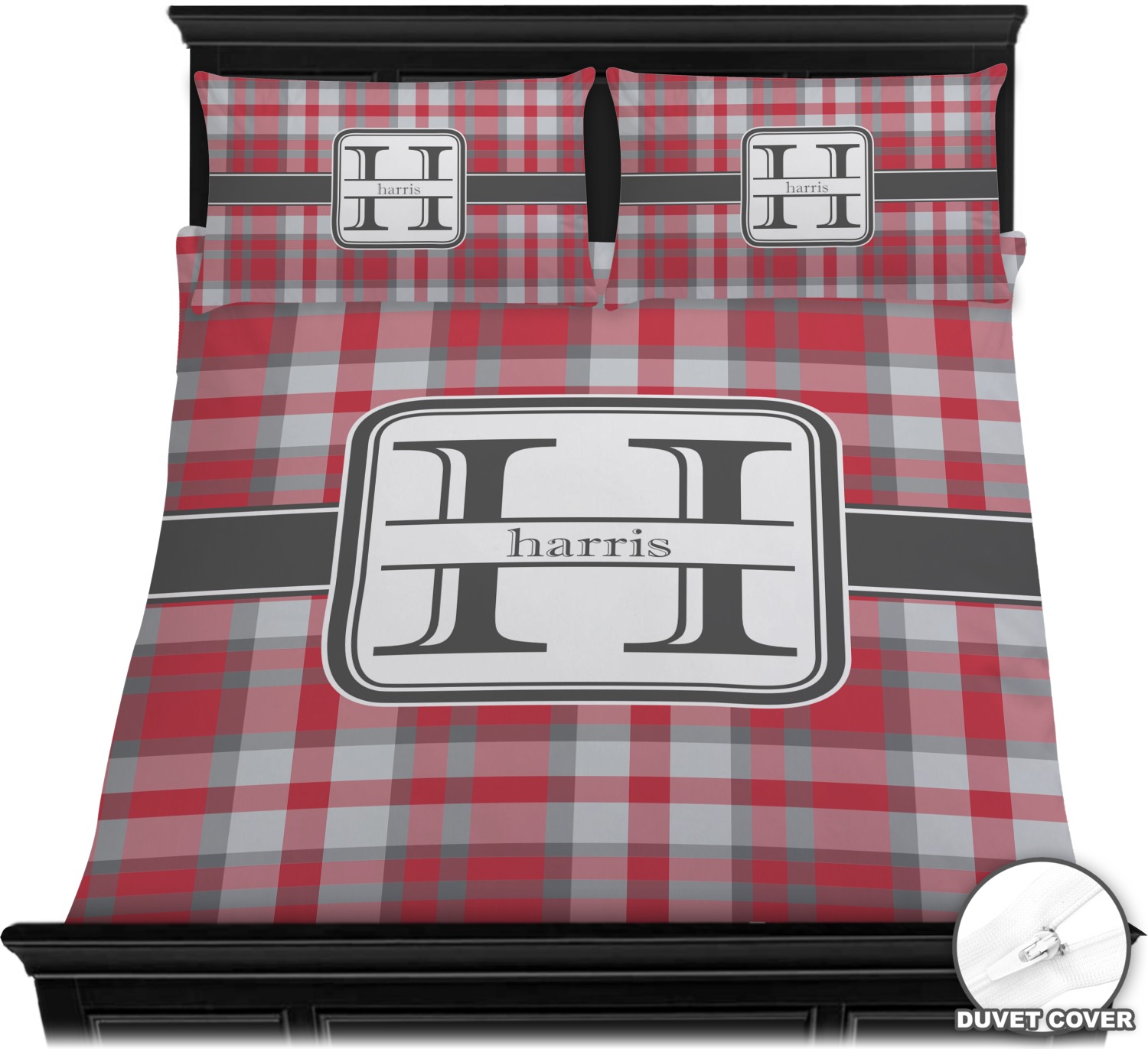Red Gray Plaid Duvet Covers Personalized Youcustomizeit