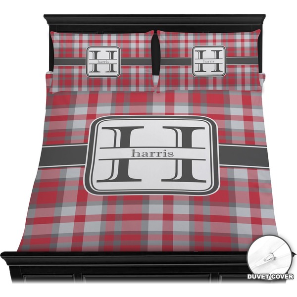 Red & Gray Plaid Bedding Set (Queen) - Duvet