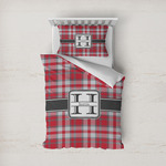 Red & Gray Plaid Duvet Cover Set - Twin (Personalized)