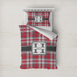Red & Gray Plaid Duvet Cover Set - Twin (Personalized)