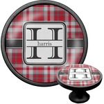 Red & Gray Plaid Cabinet Knob (Black) (Personalized)