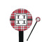 Red & Gray Plaid 7" Round Plastic Stir Sticks - Black - Single Sided (Personalized)