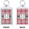 Red & Gray Plaid Bling Keychain (Front + Back)