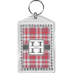 Red & Gray Plaid Bling Keychain (Personalized)