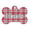 Red & Gray Plaid Bone Shaped Dog ID Tag - Large - Front