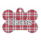 Red & Gray Plaid Bone Shaped Dog ID Tag (Personalized)