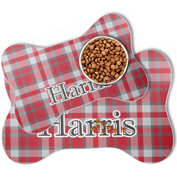 Red & Gray Plaid Bone Shaped Dog Mats - MAIN