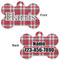 Red & Gray Plaid Bone Shaped Dog Tag - Front & Back