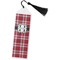 Red & Gray Plaid Bookmark with tassel - Flat