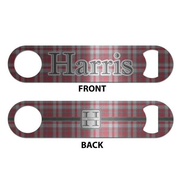 Red & Gray Plaid Bottle Opener - Front & Back