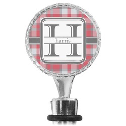 Red & Gray Plaid Wine Bottle Stopper (Personalized)