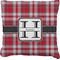 Red & Gray Plaid Faux-Linen Throw Pillow 16" (Personalized)