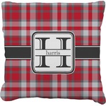 Red & Gray Plaid Faux-Linen Throw Pillow 18" (Personalized)