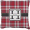 Red & Gray Plaid Burlap Pillow 18"