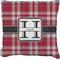 Red & Gray Plaid Faux-Linen Throw Pillow 18" (Personalized)