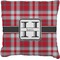 Red & Gray Plaid Burlap Pillow 22"