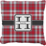 Red & Gray Plaid Faux-Linen Throw Pillow 26" (Personalized)