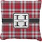 Red & Gray Plaid Faux-Linen Throw Pillow 26" (Personalized)