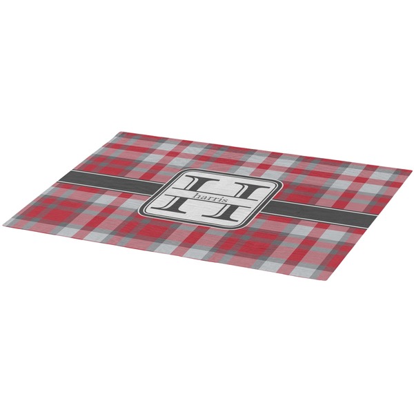 Red & Gray Plaid Burlap Placemat (Angle View)