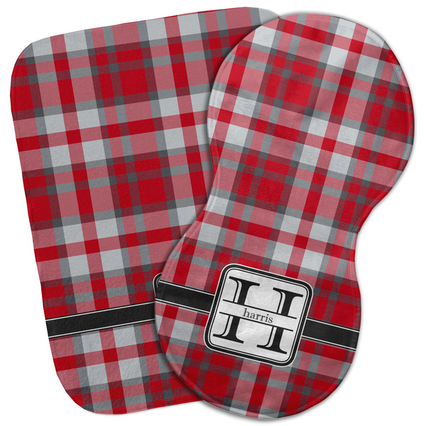 Custom Red & Gray Plaid Burp Cloth (Personalized)