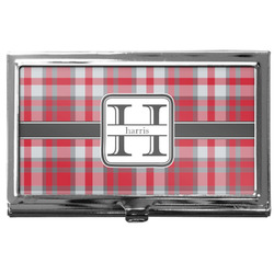 Red & Gray Plaid Business Card Case
