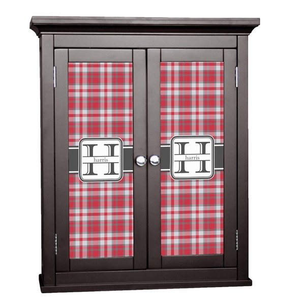 Custom Red & Gray Plaid Cabinet Decal - Medium (Personalized)
