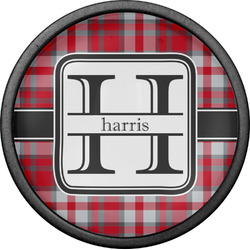 Red & Gray Plaid Cabinet Knob (Black) (Personalized)