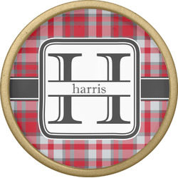 Red & Gray Plaid Cabinet Knob - Gold (Personalized)