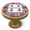 Red & Gray Plaid Cabinet Knob - Gold - Side